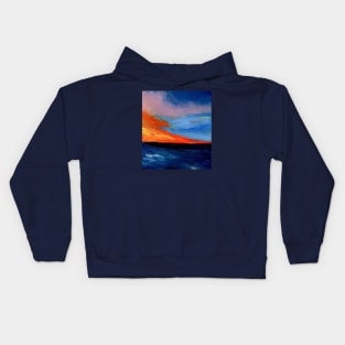 Shaded sky and turbulent oceans painting Kids Hoodie